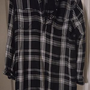 SO Monochrome Plaid Shirt Dress